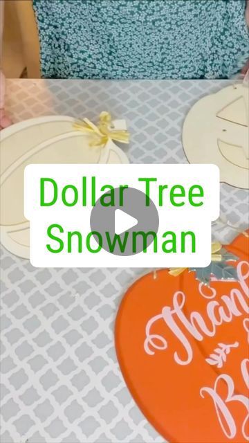 Olivia Parazine on Instagram: "DIY dollar tree snowman made out of pumpkin signs - budget friendly! Happy crafting! ☃️❄️🎃#dollartree #dollartreediy #dollartreefall #dollartreechristmascrafts #dollartreefinds" Dollar General Diy Christmas, Dollar Tree Pumpkin Snowman, Snowman Crafts Diy Dollar Stores, Dollar Tree Winter Decor Ideas, Christmas Dollar Tree Diy Decor, Dollar Tree Christmas Crafts Diy, Dollar Tree Snowman, Diy Snowmen, Dollar Store Pumpkin