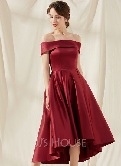 [£78.00] A-Line Off-the-Shoulder Asymmetrical Satin Bridesmaid Dress With Pockets Short Sleeve Bridesmaid Dress, Empire Waist Bridesmaid Dresses, Princess Bridesmaid Dress, Satin Homecoming Dress, Sleeveless Bridesmaid Dresses, Satin Cocktail Dress, London Dress, Skater Dresses, Bridesmaid Dresses Online