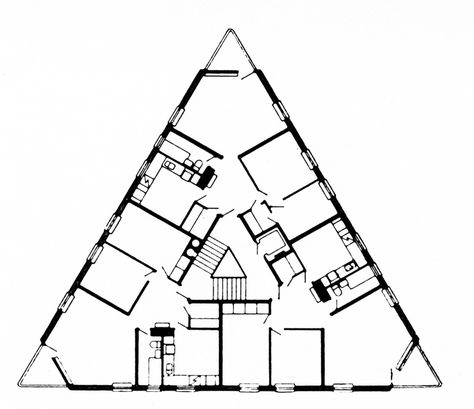 Archive of Affinities Penthouse Layout, Triangular Architecture, Triangle Building, Concept Plan, Architecture Site Plan, Form Architecture, Block Plan, Triangle House, Public Housing