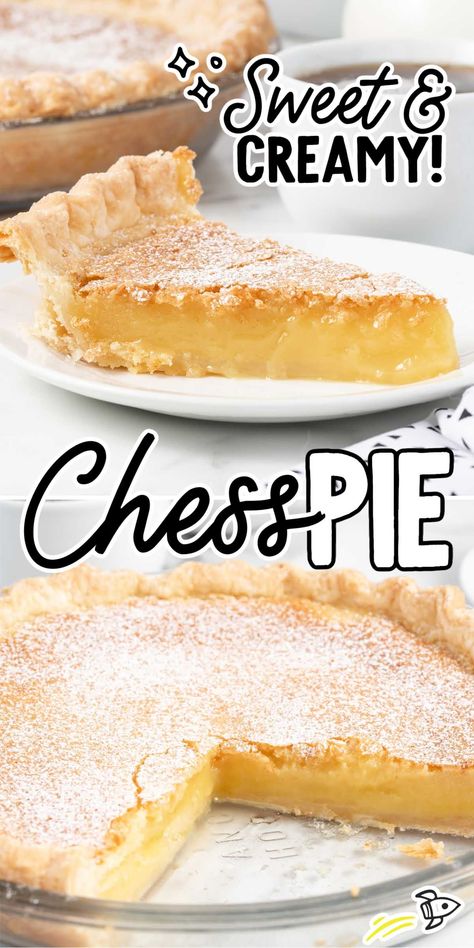 Creamy and delicious, this old-fashioned custard-like chess pie is a popular Southern dessert. Buttermilk Chess Pie, Chess Pie Recipe, Favorite Pie Recipes, Simple Family Meals, Chess Pie, Cookie Cake Pie, Southern Desserts, Easy Pie Recipes, Easy Pie