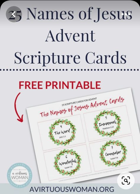 Names Of God Ornaments, Advent Verses, Scripture Advent Calendar, Free Printable Scripture Cards, Names Of Jesus Advent, Free Printable Scripture, The Names Of Jesus, Christmas Skits, Advent Scripture