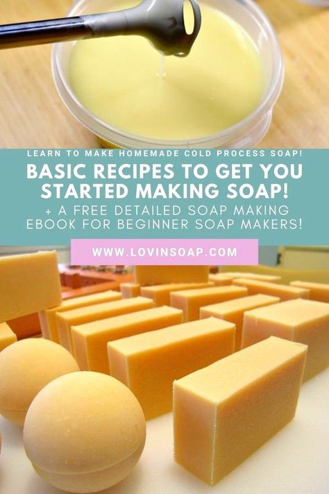 Here are my favorite basic homemade cold process soap recipes to get you started making soap! For beginner soap makers, it’s challenging choosing which recipes to begin with! Click through to the blog for 4 awesome recipes: a basic body bar, a basic body bar - more bubbles, a basic body bar - more moisture, + my basic body bar "trifecta!" For absolutely brandy-new soap makers, download the free, cold process soap making guide in the post. It walks through the full cp soap making process! Soap Making For Beginners, Homemade Cold Process Soap, Make Your Own Soap, Diy Soap Bars, Easy Soap Recipes, Diy Soap Recipe, Săpunuri Handmade, Handmade Soap Recipes, Cold Process Soap Recipes