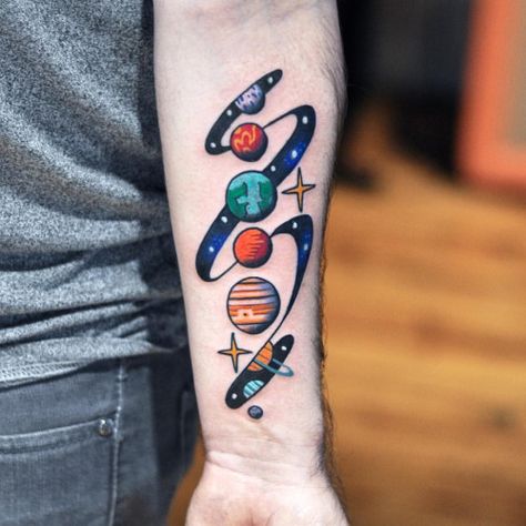 Boys With Tattoos, Solar System Tattoo, Pop Art Tattoos, Planet Tattoos, Galaxy Tattoo, Alien Tattoo, Tatuaje A Color, Incredible Tattoos, Space Tattoo