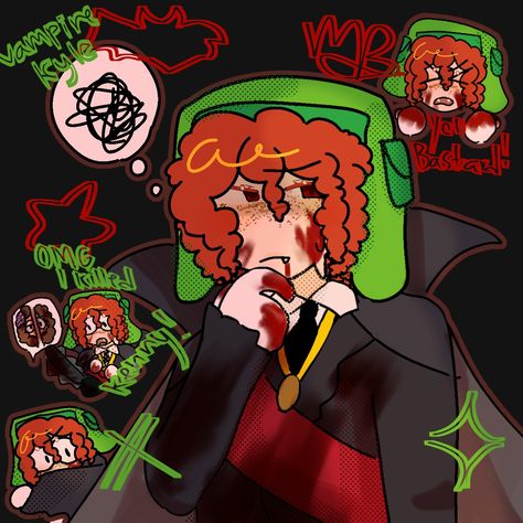 Kyle Broflovski Fanart Vampire, Vampire Kyle Pfp, Vampire Kyle Fanart, Vampire Kyle South Park Fanart, Kyle Broflovski Vampire, Southpark Halloween, Vampire Kyle South Park, South Park Vampire, Vampire Kyle