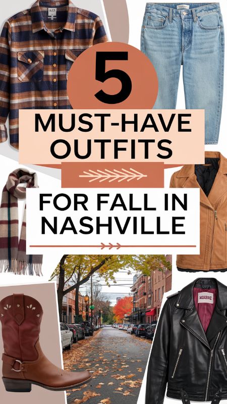 Get ready for fall in Music City! Discover the 5 must-have outfits that blend Nashville's vibrant style with seasonal charm. From cozy layers to chic accessories, these looks will keep you stylish as you enjoy the perfect autumn vibes. Click to explore your next favorite fall outfit!  #Nashville Fall Outfits In Nashville, What To Wear Nashville Fall, Daytime Nashville Outfit Fall, Outfits Nashville Fall, Nashville In Fall Outfits, Nashville Outfits No Boots, Nashville In November Outfits Women, Fall Nashville Outfits 2024, Nashville In The Fall Outfits