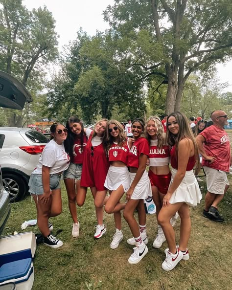 Indiana University Tailgate Outfit, Homecoming Game Outfits College, Iu Football Game Outfit, Gameday College Outfits, Red College Game Day Outfit, Indiana Game Day Outfit, Iu Gameday Outfits, Gameday Outfit College, Iu Tailgate Outfit