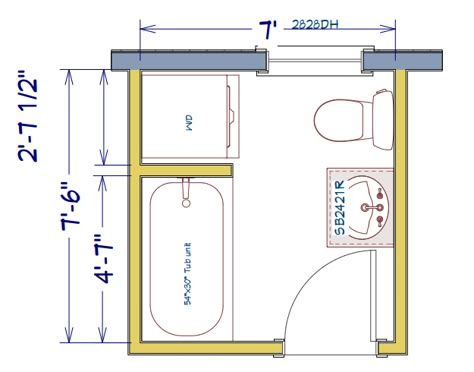 Bathroom remodel: Part 2 | House and Hammer Small Bath Dimensions, Small Bathroom With Tub And Shower Combo Layout, Cabin Bathroom Laundry Combo, Toilet Vanity Shower Layout, Tiny Bathroom And Laundry Combo, Small Bathroom With Stackable Washer And Dryer, Small Bathroom Shower Laundry Combo, Bathroom With Stackable Laundry, Narrow Bathroom And Laundry Room Combo