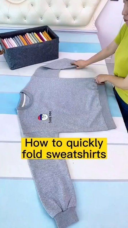 Follow @thefoldinghacks for more content like this! How to quickly fold sweatshirt #foldingclothes #organize #storagehacks #folding… | Instagram Orange Paper Craft, Laundry Diy, Clothes Life Hacks, Folding Tips, How To Fold Pants, T Shirt Folding, Folding Hacks, Folding Fitted Sheets, Easy Diy Clothes