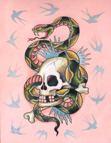 Ed Hardy Art, Sailor Jerry Tattoo Flash, Ed Hardy Tattoos, Ed Hardy Designs, Don Ed Hardy, Old School Tattoo Designs, Sketch Tattoo Design, Tattoo Old School, Snake Art