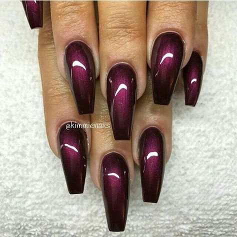 Deep Plum Nails, Dark Purple Fall Nails, Ombre Chrome Nails Designs, Airbrushed Nails, Burgundy Acrylic, Multicolor Nails, Burgundy Acrylic Nails, Ombre Chrome Nails, Magenta Nails