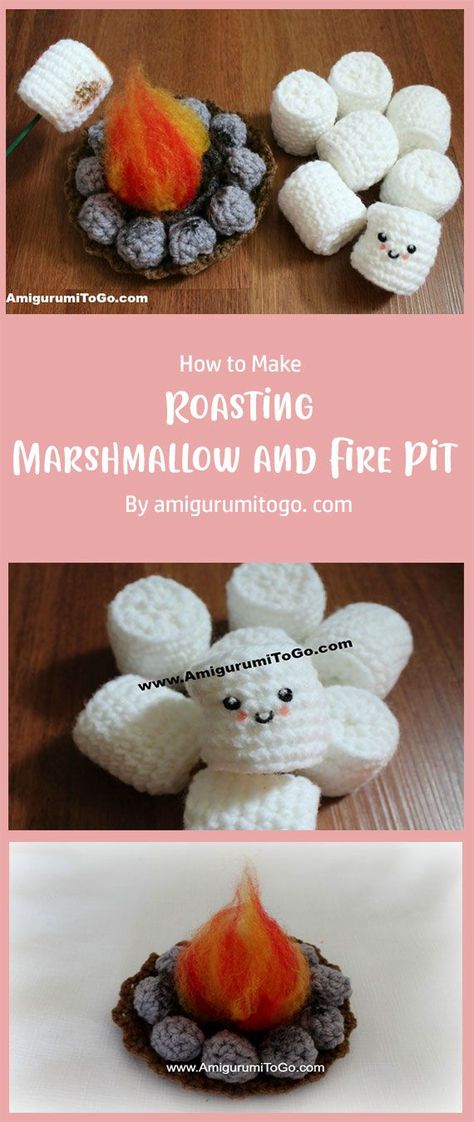 Crochet Fire, Marshmallow Crochet, Crochet Toys Free, Easy Crochet Projects, Homemade Toys, Roasting Marshmallows, Pattern Ideas, Birthday List, Diy Crochet Projects