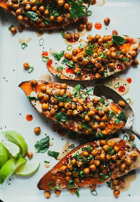 Vegan Main Course, Sweet Potato Toast, Crispy Chickpeas, Vegan Sweet Potato, Tahini Sauce, Healthy Food Blogs, York University, Sweet Potato Recipes, Vegan Dinners