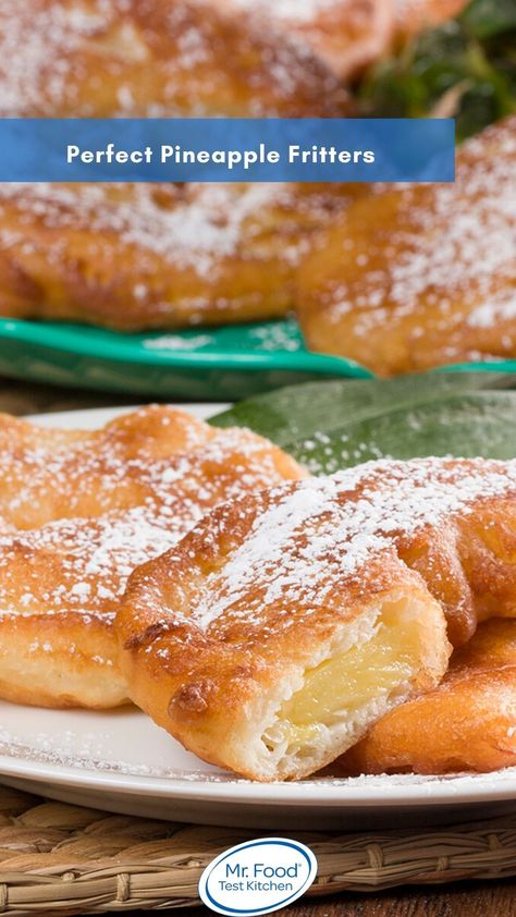 Pineapple Fritters, Top Dessert Recipes, Pineapple Breakfast, Mr Food Recipes, Corn Fritter, Corn Fritter Recipes, Mr Food, Food Sauces, Homemade Recipes Dessert