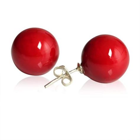 Lureme Women 12mm Red Shell Bead Silver Tone Classic Round Ball Stud Earrings 02001451 ** Check out this great product. (This is an Amazon affiliate link) #holidayoutfitsdresses Ball Stud Earrings, Earrings Pearl, Red Earrings, Silver Tone, Pearl Earrings, Stud Earrings, Red, Silver