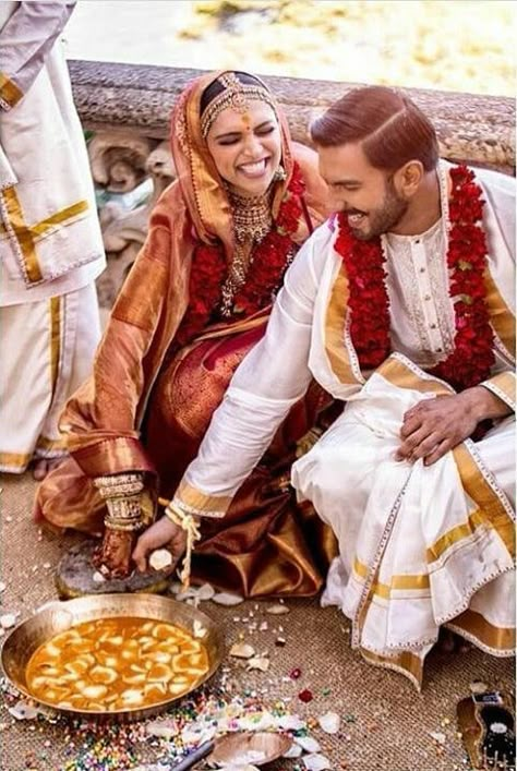 Deepika Padukone And Ranveer Singh, Deepika Ranveer, South Indian Weddings, Bollywood Couples, Bollywood Wedding, Ranveer Singh, South Indian Wedding, South Indian Bride, Italy Wedding