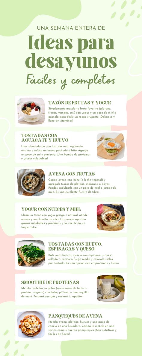 ¿Buscas desayunos deliciosos, rápidos y nutritivos para empezar bien cada día? Aquí tienes 7 ideas de desayunos fáciles de preparar para toda la semana, perfectos para mantenerte lleno de energía. Desde opciones dulces hasta saladas, estas recetas son equilibradas, sabrosas y te ayudarán a organizar tus mañanas sin complicaciones. ¡Guarda este pin y descubre cómo mejorar tu rutina de desayunos! Ideas Para Desayunos, Healthy Food Inspiration, Healthy Food Dishes, Healthy Food Motivation, Healthy Nutrition, Mediterranean Recipes, Pretty Food, Healthy Drinks, Workout Food