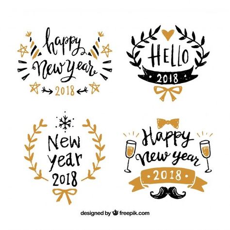 Happy New Year Calligraphy, New Years Drawing Ideas, New Year Doodle, New Year Calligraphy, New Year's Drawings, New Year Card Design, New Year Art, New Year Pictures, Christmas Stockings Diy