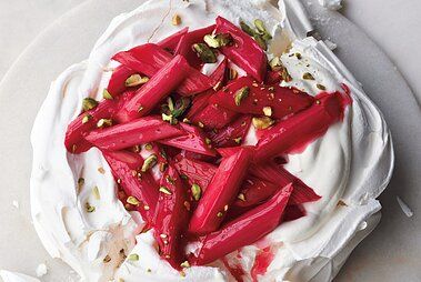 Roasted Rhubarb, Passover Desserts, Pistachio Recipes, Easy Easter Desserts, Spring Treats, Rhubarb Recipes, Glass Baking Dish, Easter Dessert, Sweet Tarts