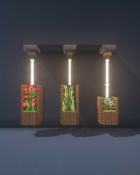 Minecraft Modern Decor, Hanging Lights Minecraft, Minecraft Houses Decorations, Minecraft Decorations Ideas, Mincraft Decor Ideas, Minecraft Decorations In Game, Minecraft Building Ideas Cute, Minecraft Ceiling, Minecraft Modern Interior