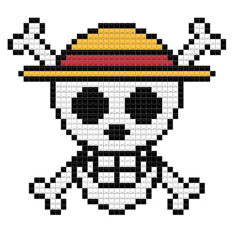 Straw Hat Pirates, Crochet Ideas, Straw Hat, Pixel Art, Straw, Tile, Cross Stitch, One Piece, Crochet