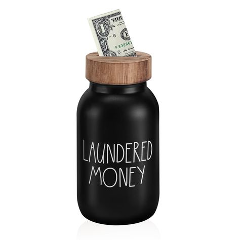 PRICES MAY VARY. Perfect laundry room decor & laundry room organization: Such a fun piece for your laundry room!! This unique Laundry Room bank is perfect for that loose change that ends up in the dryer! Carved wooden stained top with mason jar keep your change organized while adding a touch of rustic charm to your home decor! UNIVERSAL COIN JAR: The slot-sized large coin jar laundry room bank is designed for all US coins, Bills, and regular-sized raffle tickets. Including pennies, nickels, dime Laundry Jars, Funny Tip Jars, Perfect Laundry Room, Room Decor Rustic, Change Jar, Coin Jar, Rustic Country Farmhouse, Country Farmhouse Style, Tip Jar