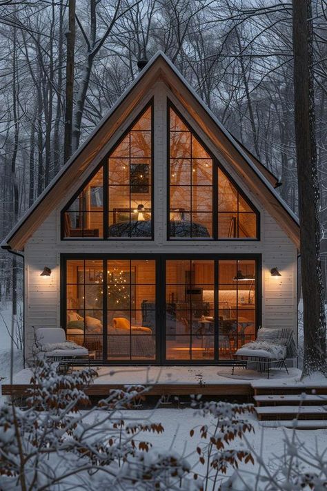 Tiny House Retreat, Small Cabin Inspiration, Small Family House Design, A Frame Cabin Layout, Dream Tiny Living, Cabin The Woods, Tiny House Features, Tiny Home Lake House, Cabin Style Tiny House