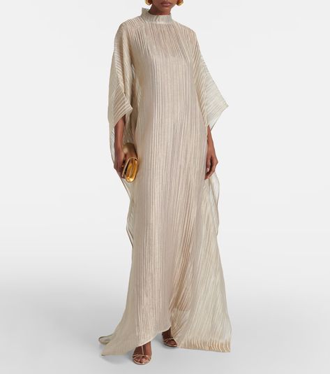 Lamé kaftan in gold - Taller Marmo | Mytheresa Kaftan Dress Modern, Taller Marmo, Summer Evening Dress, Tall Maxi Dress, White Kaftan, Linen Wrap Dress, Dresses For Summer, Trends For 2024, Build A Wardrobe