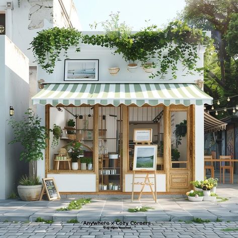 Bakery House Design, Garden Cafe Interior Design, Restaurant Ideas Exterior, Art Shop Exterior, Cafe Shop Design Exterior, Small Bakery Cafe Interior Design, Indoor Coffee Shop Design, Coffee Shops Exterior, Small Boutique Exterior