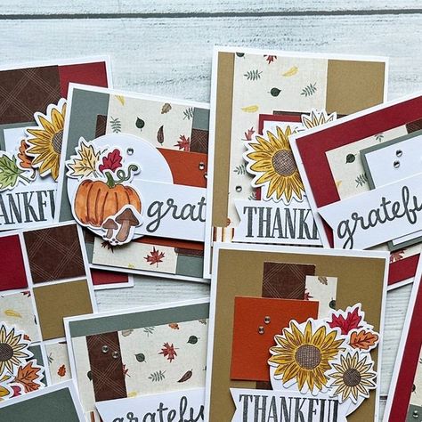 Karen Clarke CTMH on Instagram: "So excited to share this new One Sheet Wonder Card Workshop with you. I created this workshop to make 10 cards from 1 sheet of patterned paper and 6 sheets of cardstock to send some Thanksgiving wishes to family and friends. I pulled together paper from the Cozy Up collection, some die cut and stamped images from the Gnomes for Autumn special, along with sentiments from the November Stamp of the Month - Thanks a Bunch plus I added a couple of slimline cards to the workshop. I love how these came out. For full details check out my blog (link in bio). #ctmh #closetomyheartmaker #ctmhmaker #ctmhcozyup #ctmhgnomesforautumn #ctmhsotm #onesheetwonder #cardmaking #loveofpaper #stamping #handmadecards" Ctmh Thanksgiving Cards, Thanksgiving Wishes, Slimline Cards, Harvest Blessings, Scrapbook Borders, Make 10, One Sheet Wonder, Cardmaking Ideas, Ctmh Cards