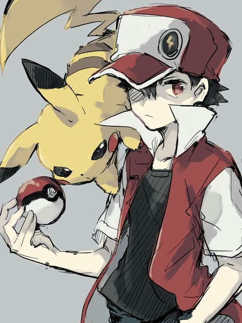 Pokemon Profile Pic, Trainer Red Pokemon, Arcanine Art, Pfp Red, Red Pokemon, Pokemon Trainer Red, Trainer Red, Pokemon Sun And Moon, Pokemon Adventures Manga