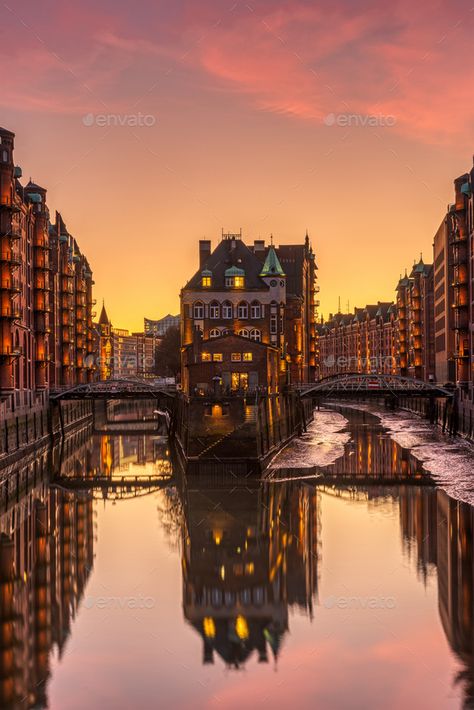 The old Speicherstadt in Hamburg by elxeneize. The old Speicherstadt in Hamburg, Germany, at sunset #AD #Hamburg, #Speicherstadt, #elxeneize, #sunset Viking Cruise, Viking Cruises, Harbor City, Ocean Cruise, Cruise Destinations, Hamburg Germany, Northern Europe, North Sea, British Isles