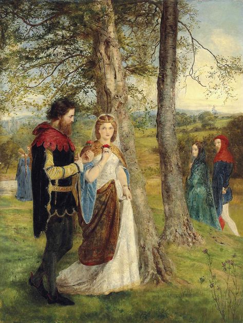 archer, james - Sir Lancelot and Queen Guinevere | James Archer  1823-1904  Schotland Queen Guinevere, Lancelot And Guinevere, Sir Lancelot, The Lady Of Shalott, Pre Raphaelite Art, Arthurian Legend, Fairytale Illustration, Pre Raphaelite, King Arthur