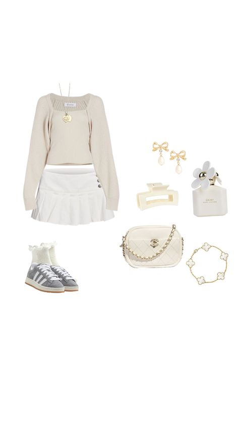 clean girl outfit idea, cream, vanilla girl Vinella Girl Outfits, Vanilla Girl Clothes, Vanilla Outfit, Vanilla Girl Outfits, Vanilla Outfits, Clean Girl Outfit, Outfit Aesthetics, Simple Outfits For School, Trendy Girls Outfits