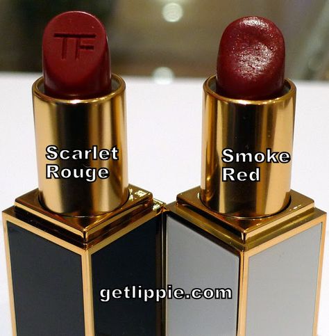 Tom Ford Scarlet Rouge Lipstick - Swatches & Comparisons | Get Lippie Tom Ford Lipstick Swatches, Cherry Lush, Tom Ford Lipstick, Indian Rose, Rouge Lipstick, Play Barbie, Lipstick Swatches, Tom Ford, Scarlet