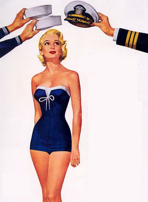 mudwerks: Ren Wicks This was in an ad for Catalina Swimwear. Catalina Swimwear, Liberty Tree, Arte Pin Up, Pin Up Drawings, Pin Up Illustration, Pin Up Girl Vintage, Colourful Life, Vintage Swimwear, Vintage Swimsuits