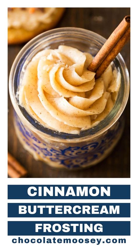 This cinnamon buttercream frosting is the perfect blend of sweetness and spice, ideal for cakes, cupcakes, and cookies. With a smooth, creamy texture, it combines butter, powdered sugar, and a touch of cinnamon for a flavorful finish. The easy-to-make frosting can be adjusted for consistency, making it a versatile topping for your baked treats. Small Batch Frosting Recipes Easy, Cinnamon Frosting Recipe, Desserts With Cinnamon, Pecan Buttercream Frosting, Buttercreme Frosting, Cinnamon Buttercream Frosting, Sour Cream Icing, Decorate Sugar Cookies, Cinnamon Frosting