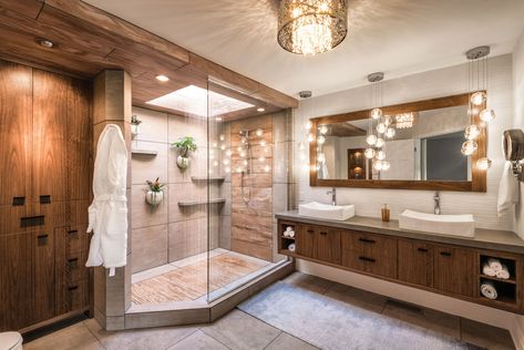 Earthy Glam - Midwest Home Rustic Master, Bathrooms Luxury, Luxury Bathroom Master Baths, Sophisticated Bathroom, Master Bathrooms, Bathroom Inspiration Modern, Bathroom Inspiration Decor, Trendy Bathroom, Interior Design Magazine