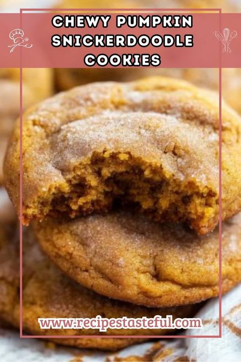 Delightfully chewy and bursting with pumpkin flavor, these Chewy Pumpkin Snickerdoodle Cookies are perfect for cozy fall days. Coated in cinnamon sugar, they’re a must-bake for any pumpkin lover! Sour Cream Pumpkin Cookies, Chewy Pumpkin Snickerdoodles, Chewy Pumpkin Snickerdoodle Cookies, Pumpkin Snickerdoodle Cookies Recipes, Pumpkin Snickerdoodle Cookie Recipe, Pumpkin Snickerdoodle Cookies, Pumpkin Snickerdoodles, Snickerdoodle Cookies, Snickerdoodle Cookie Recipes