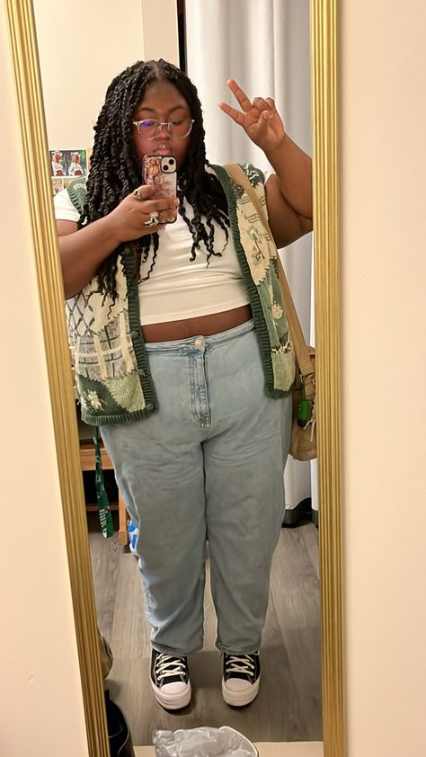 Earthy Midsize Outfits, Plus Size Grandma Fashion, Earthy Outfits Black Women Plus Size, Outfit Inspo For Plus Size, Masc Plus Size Outfits, Earthy Outfits Plus Size, Plus Size Summer Outfits Aesthetic, Plus Size Thrifted Outfits, Plus Size Thrift