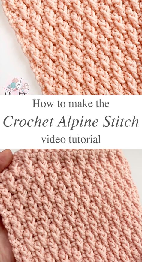 Crochet Alpine Stitch - Crochet & Knit by Beja - Free Patterns, Videos + How To How To Crochet Alpine Stitch, Crochet Alpine Stitch In The Round, Alpine Stitch Crochet Scarf, Raised Textured Crochet Stitches, Unique Crochet Stitches Texture, Simple Crochet Stitches For Blankets, Textured Crochet Stitches Free, Miss Stitch Crochet, Tight Crochet Stitch