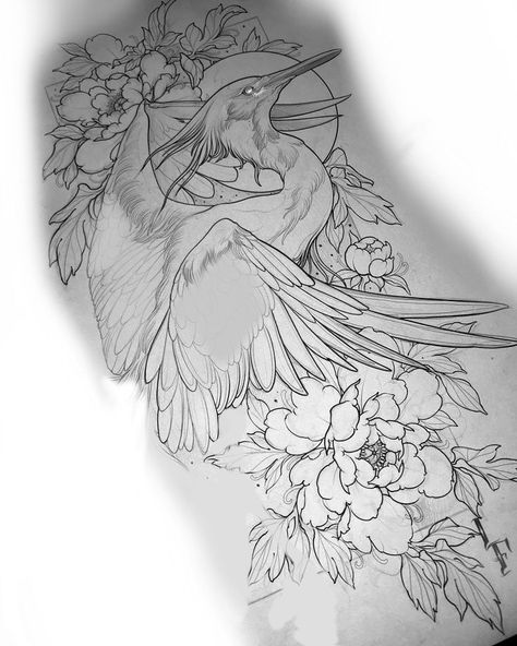 Chinese Crane Tattoo Design, Tattoo Espalda Mujer, Traditional Owl Tattoos, Tattoo Espalda, Unique Half Sleeve Tattoos, Indie Tattoo, Cool Ear Tattoos, Crane Tattoo, Upper Back Tattoos