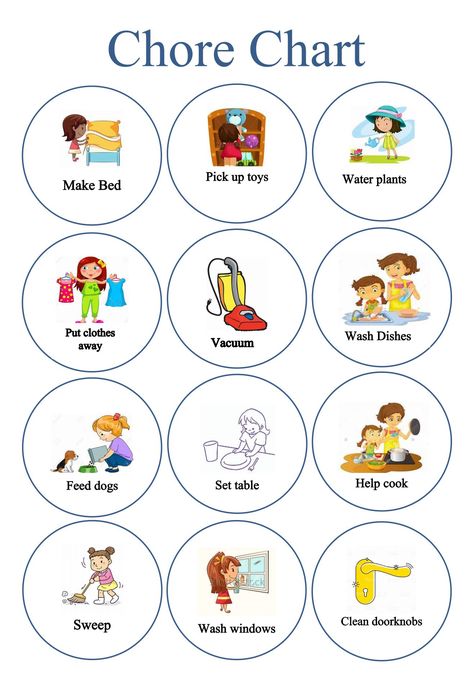 Printable Chore Chart Images Clip Art Family Responsibilities, Picture Chore Chart, Chore Chart Pictures Printable Free, Toddler Chore Chart Printable Free, Toddler Chore Chart, Printable Chore Charts For Kids Free, Kids Chore Chart, Chores Clipart, Household Chores Pictures