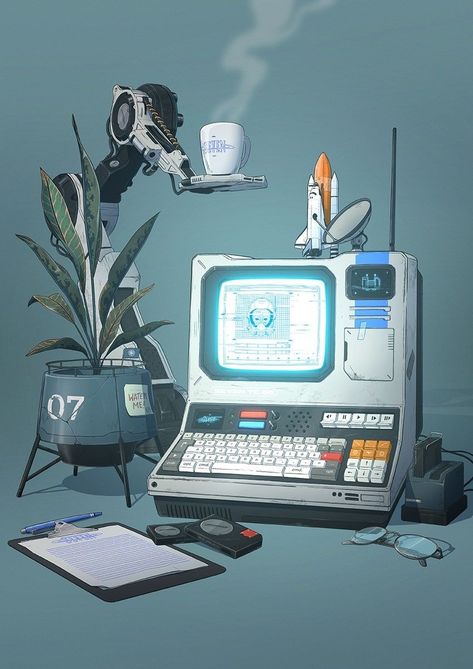 Davey Perkins, Futuristic Computer, Old Computer, Sci Fi Anime, Graphisches Design, Props Art, Retro Gadgets, Red Vs Blue, Arte Cyberpunk