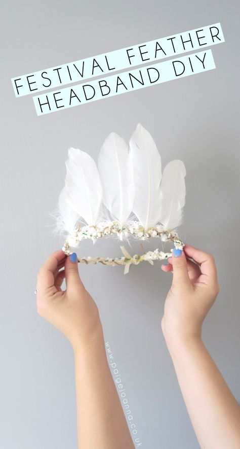 Festival Feather Headband DIY - Paige Joanna #diy #festival Diy Bird Headpiece, Feather Headpiece Diy, Feather Crown Diy, Diy Crown Headband, Head Dress Diy, Diy Feather Headband, Indian Headband, Diy Festival, Father And Girl