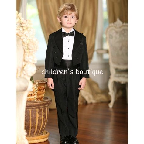 Tuxedo With Tail Tail Coat, Boys Formal Wear, Boys Tuxedo, Toddler Flower Girls, Wedding Tuxedo, Cheap Flower Girl Dresses, Semi Formal Wear, Tuxedo Style, Bow Shirts