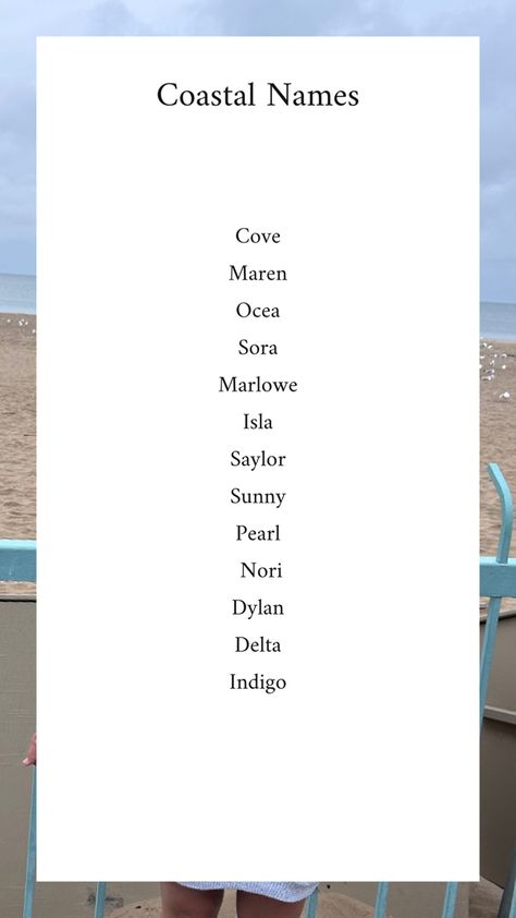 Coastal Baby Names, Ocean Inspired Names, Cottage Core Names, Baby Names Christian, Soft Names, Celestial Names, Christian Names, Baby Announcement Pictures, Names Baby