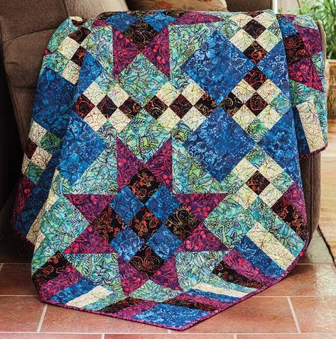 Garden Path Quilt - Fons & Porter | Quilting Daily Garden Path Quilt Pattern, Garden Path Quilt, Walk On The Wild Side, Star Blocks, Nine Patch, Modern Quilt Patterns, Garden Path, How To Finish A Quilt, Modern Quilt