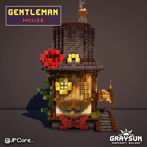 Graysun | Minecraft Builds | 🎩Minecraft - Gentleman House 👥️Collab with gentleman @jpcore_ This build features JP's color scheme and the rose from his… | Instagram Big Minecraft Houses, Fantasy Minecraft, Minecraft Kingdom, Minecraft Japanese, Minecraft Steampunk, Minecraft House Plans, Steampunk House, Minecraft Cottage, Easy Minecraft Houses