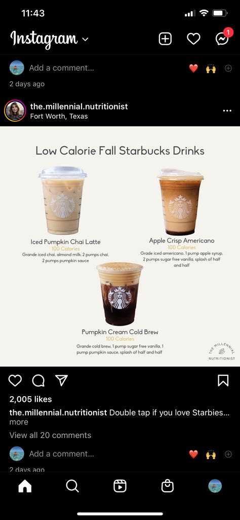 Low Calorie Starbucks Drinks, Starbucks Fall Drinks, Cold Starbucks Drinks, Secret Starbucks Recipes, Iced Starbucks Drinks, Coffee Recipes Starbucks, Healthy Starbucks Drinks, Starbucks Secret Menu Drinks, Starbucks Coffee Drinks