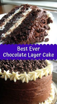 Chocolate Layer Cake with Cream Cheese Filling and Chocolate Buttercream | Pia Recipes | Bloglovin’ Triple Layer Chocolate Cake, Cake With Cream Cheese Filling, Hershey Chocolate Cakes, Cakes From Scratch, Quick Cake, Recipe List, 2 Cake, Layer Cake Recipes, Chocolate Layer Cake